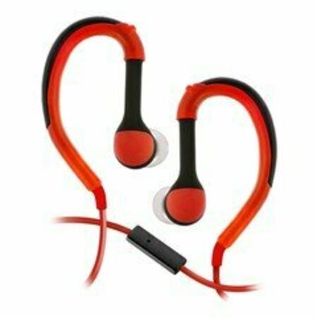 SWE-TECH 3C Flexible In-Ear Buds w/ In-Line Mic, Sports Ear Clip, 3.5mm, Red FWT5002-125RD